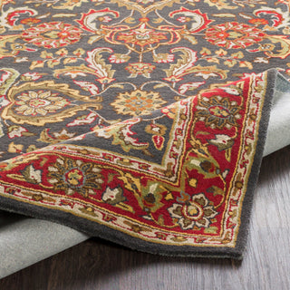 Middleton Traditional Bright Red, Charcoal Area Rug, 2'x3'
