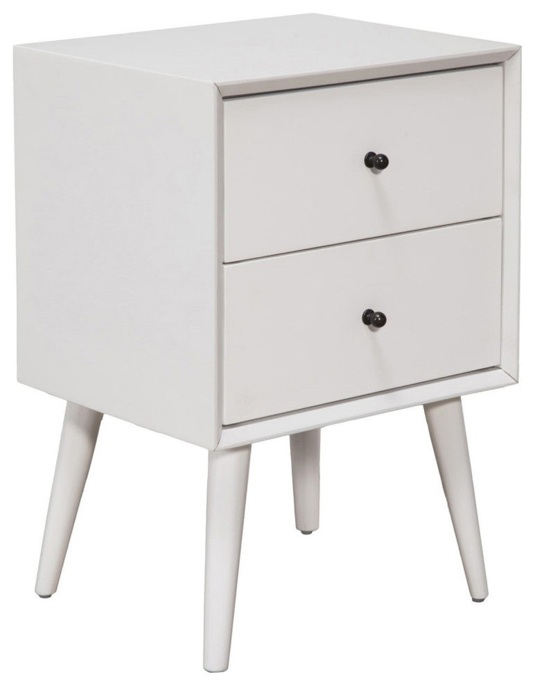 White Century Modern Wood 2 Drawer Nightstand