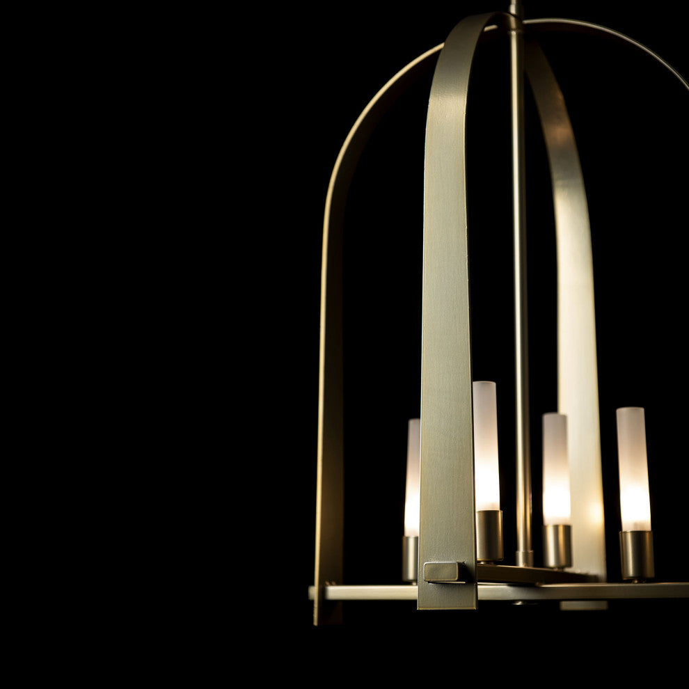 Triomphe 4-Light Pendant Frosted Glass, Modern Brass
