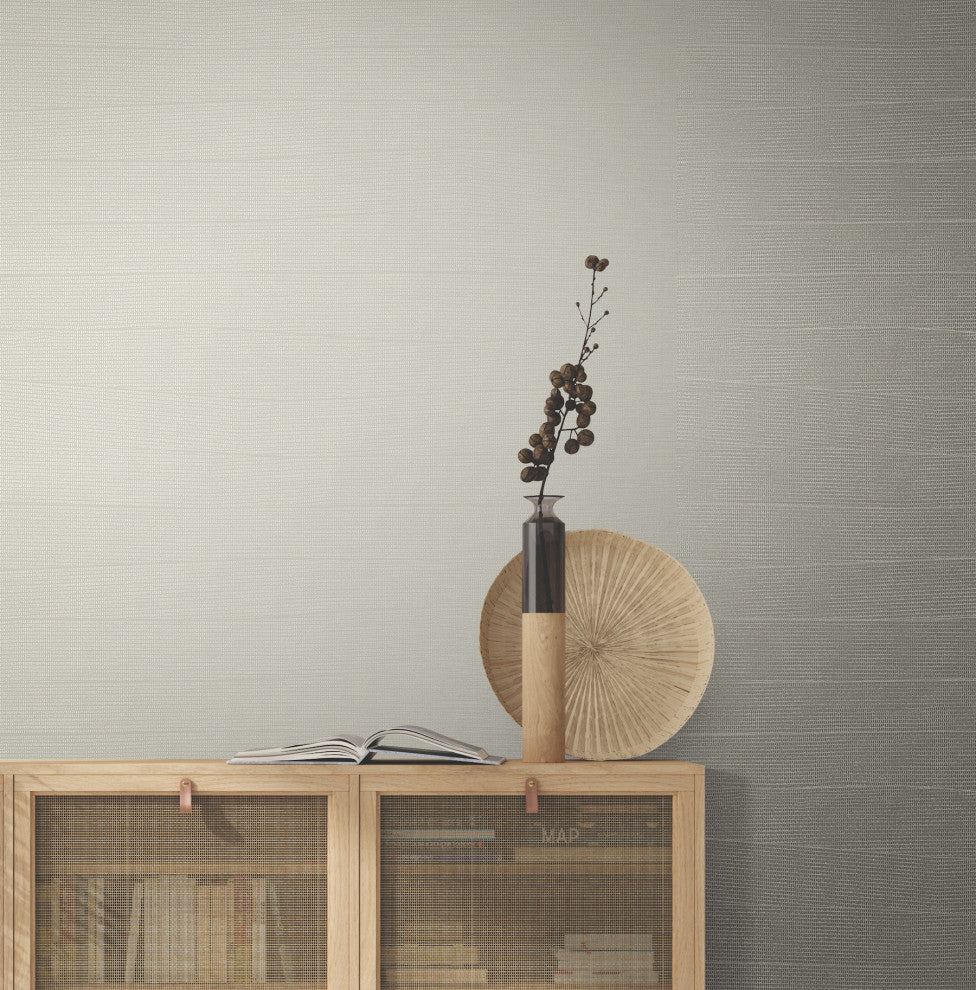 Taupe Natural Grid Wallpaper