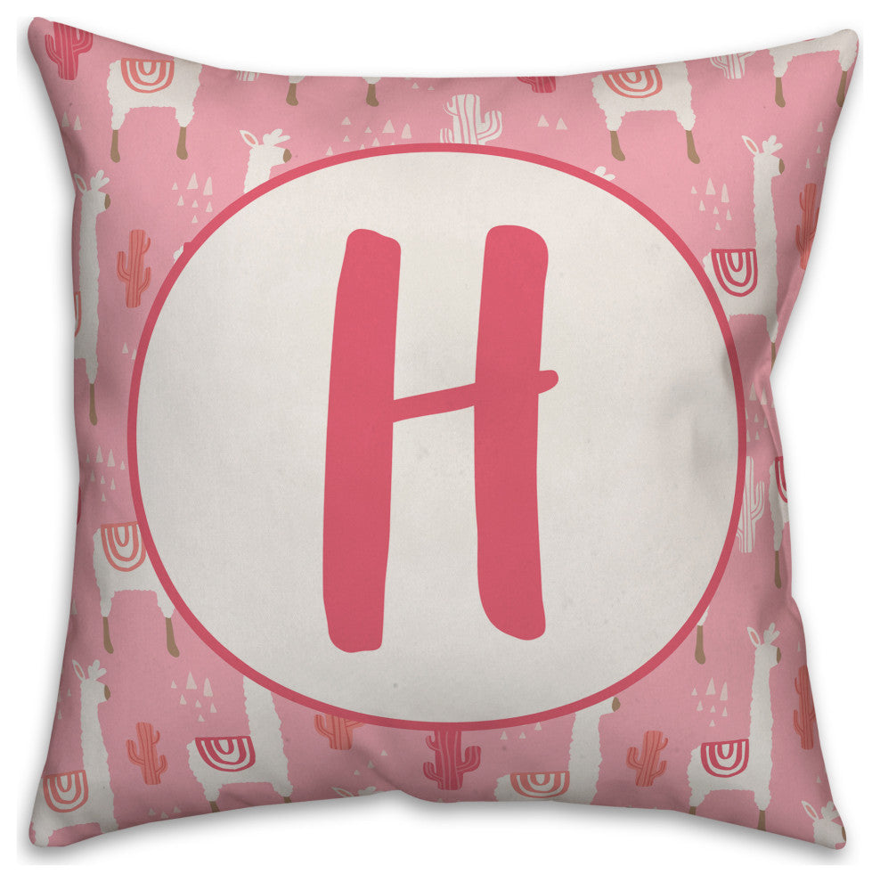 Monogram Lllama Pattern - H 16x16 Spun Poly Pillow