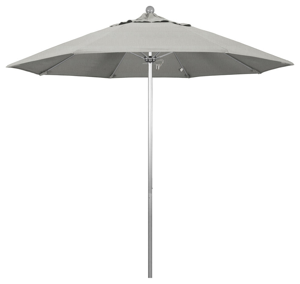 9' Fiberglass Umbrella Pulley Open Silver Anodized, Sunbrella, Granite