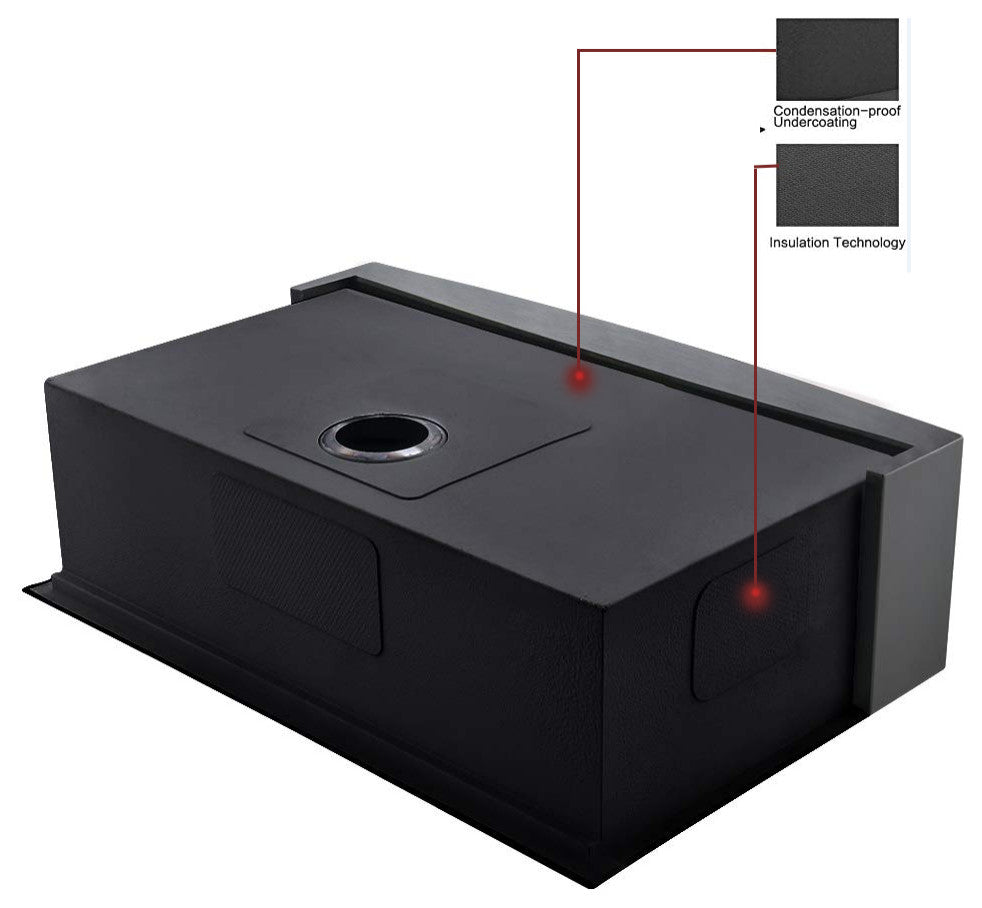 Matte Black Stainless Steel 33 in. Single Bowl Farmhouse Apron Kitchen Sink with