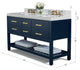 Elizabeth Bath Vanity, Heritage Blue, 60", Gold Hardware, No Mirror