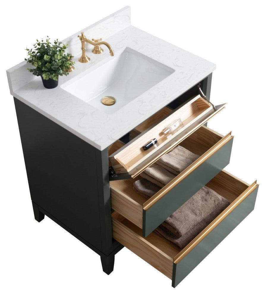 Vanity Art Bathroom Vanity With Sink, Vintage Green, 30" Single