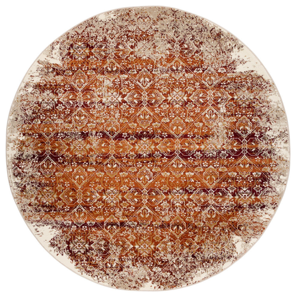 Heritage Anna Distressed Moroccan Area Rug, Ivory/Rust, 7'7 X 7'7ro