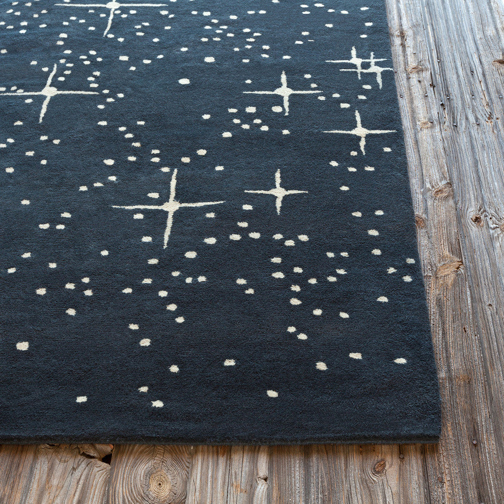 Stella Contemporary Area Rug, Black and Ivory, 5'x7'6"