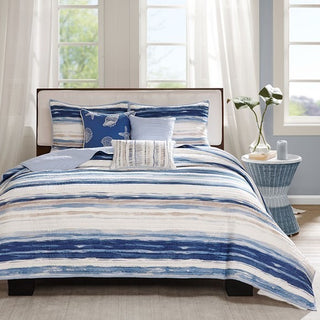 Madison Park Printed Quilted 6-Piece Coverlet Set, Full/Queen