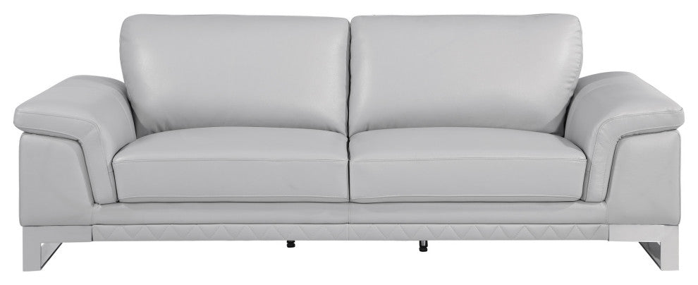 Set of Modern Light Gray Leather Sofa And Loveseat