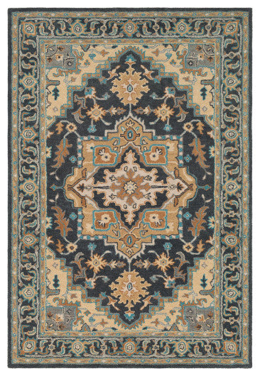 Surya Tabriz TBZ-1003 8'x10' Rug, Charcoal/Wheat/Cream/Teal/Beige/Brown/Taupe