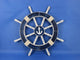 Rustic Decorative Ship Wheel With Anchor, Dark Blue, 18"