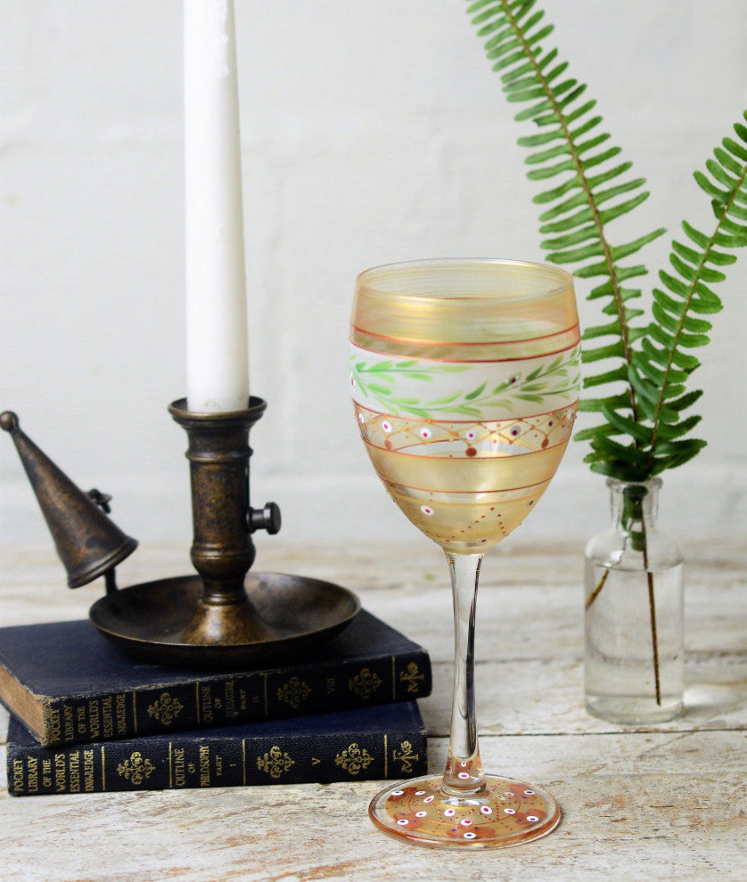 Mosaic Gold Garland Wine Glasses, Set of 2