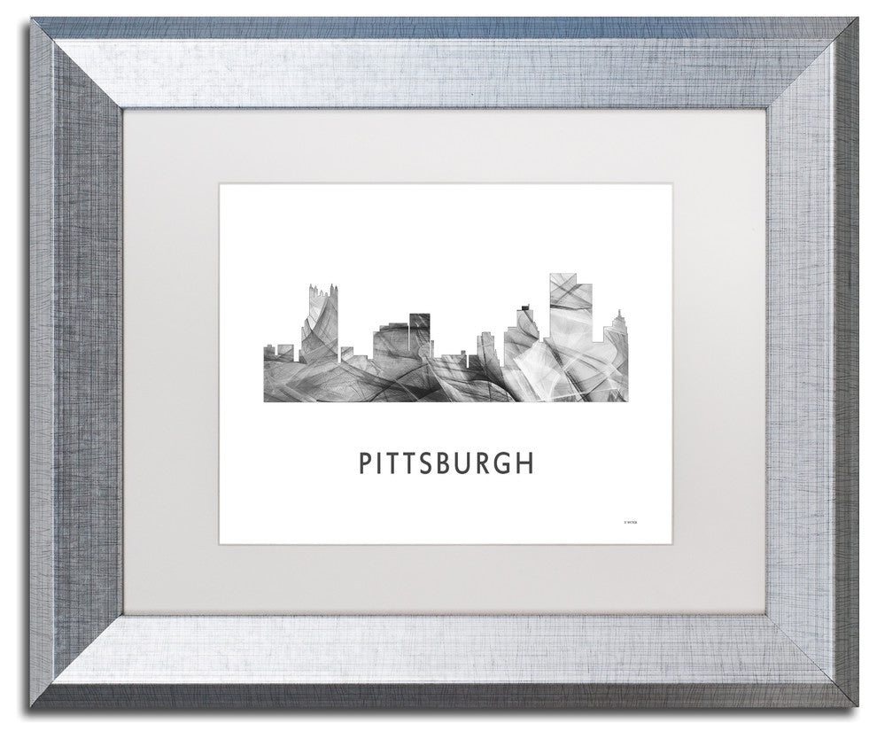 Marlene Watson 'Pittsburgh Pa Skyline' Matted Art, Silver Frame, White, 14x11