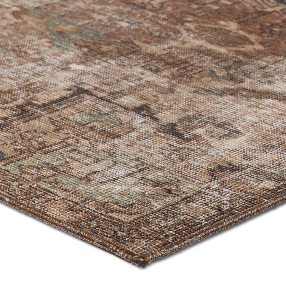 Kate Lester + Jaipur Living Minita Medallion Brown/ Tan Runner Rug 3'X8'