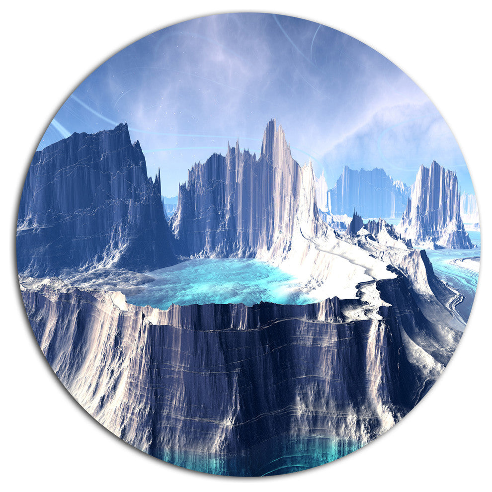 3D Rendered Fantasy Alien Planet, Landscape Disc Metal Wall Art, 23"