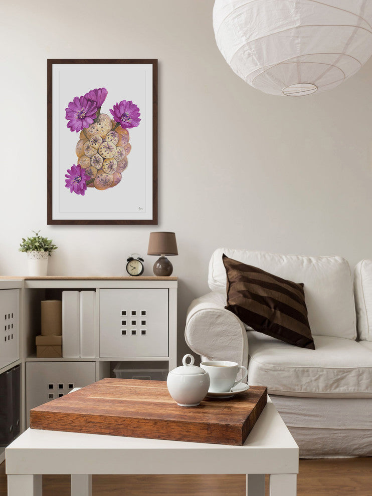 "Mauve Cactus" Framed Painting Print, 24"x36"