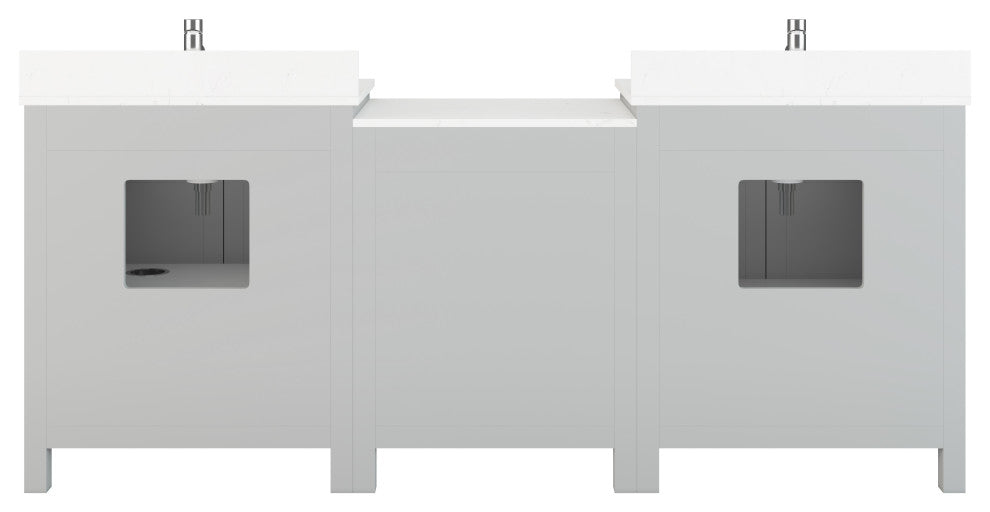 Terrence 84" Vanity with Power Bar and Drawer Organizer, Oxford Gray