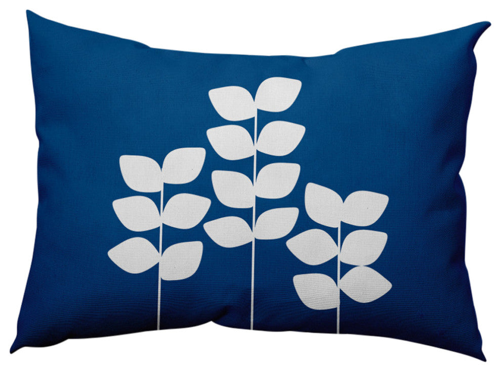Simple Stems Decorative Throw Pillow, Dark Cobalt Blue, 14"x20"