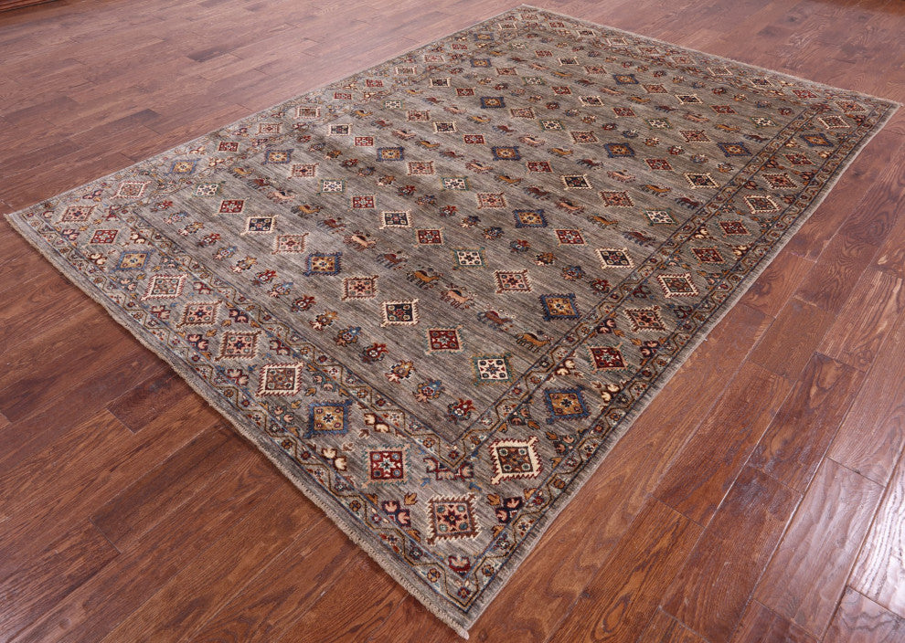 6' 10" X 9' 11" Super Kazak Handmade Wool Rug - Q12183