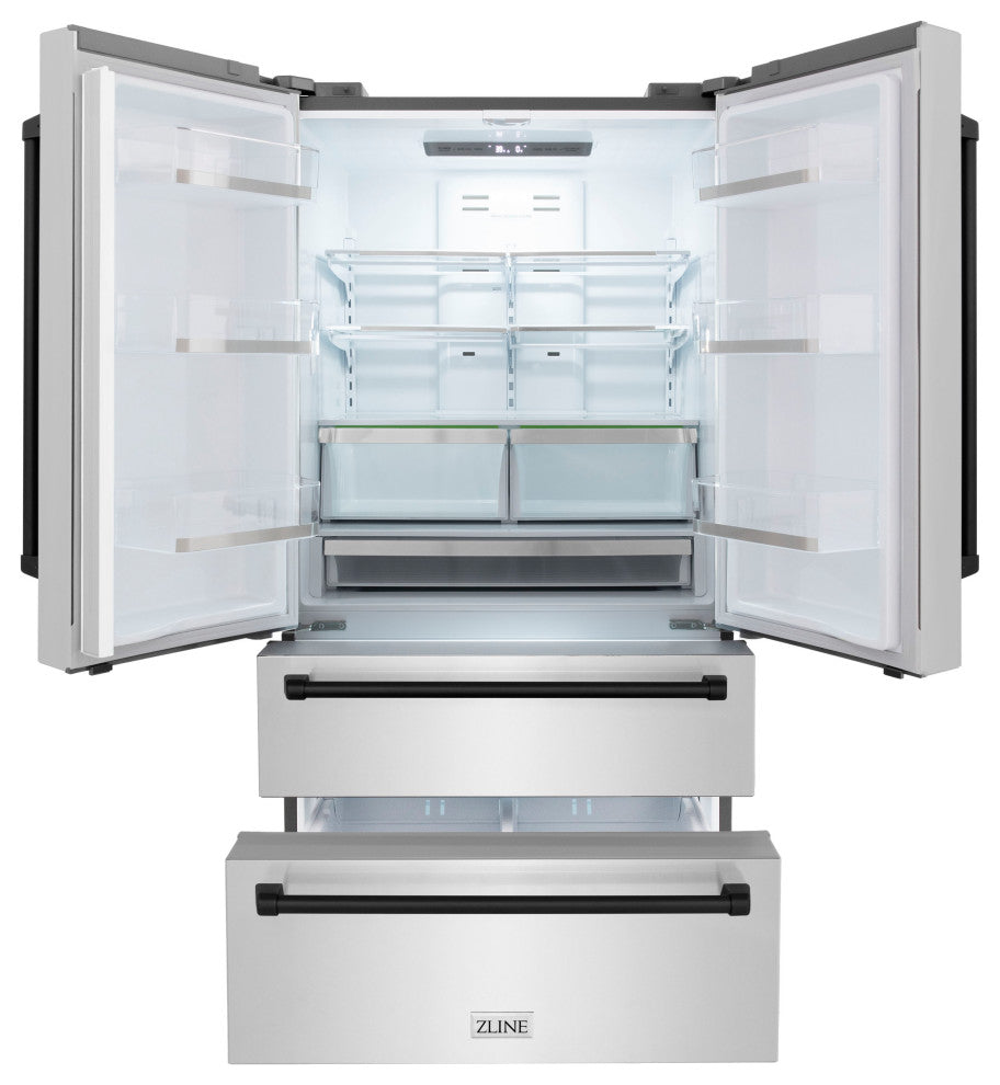 ZLINE 36" French Door Refrigerator With Ice Maker, Stainless RFMZ-36-MB