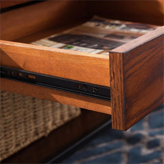 Leick Ironcraft Wood Coffee Table in Brown Burnished Oak