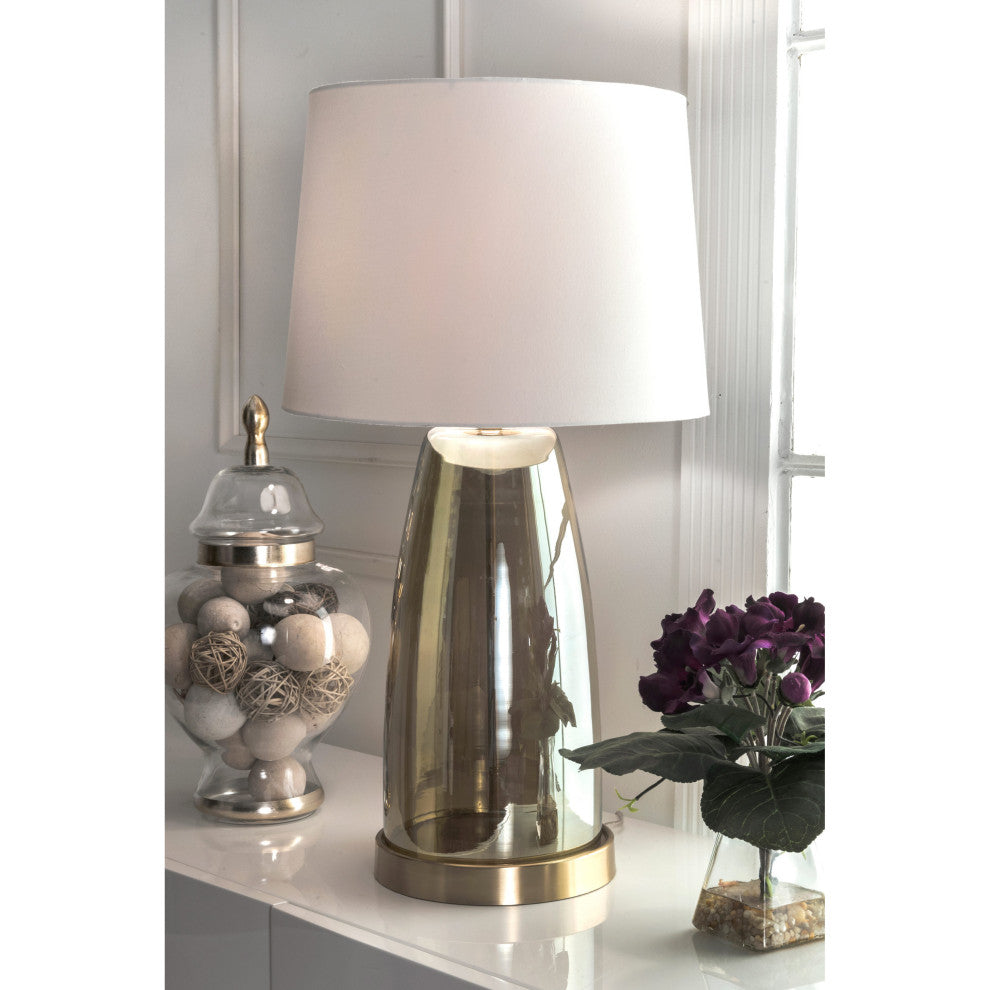 Nuloom Vivian Glass Cotton Shade Table Lamp, 28"