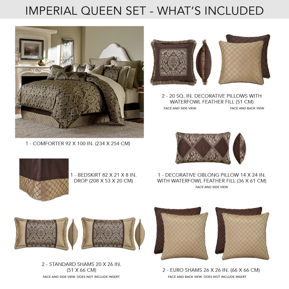 Aico Amini Imperial 9 Pc Queen Comforter Set in Bronze