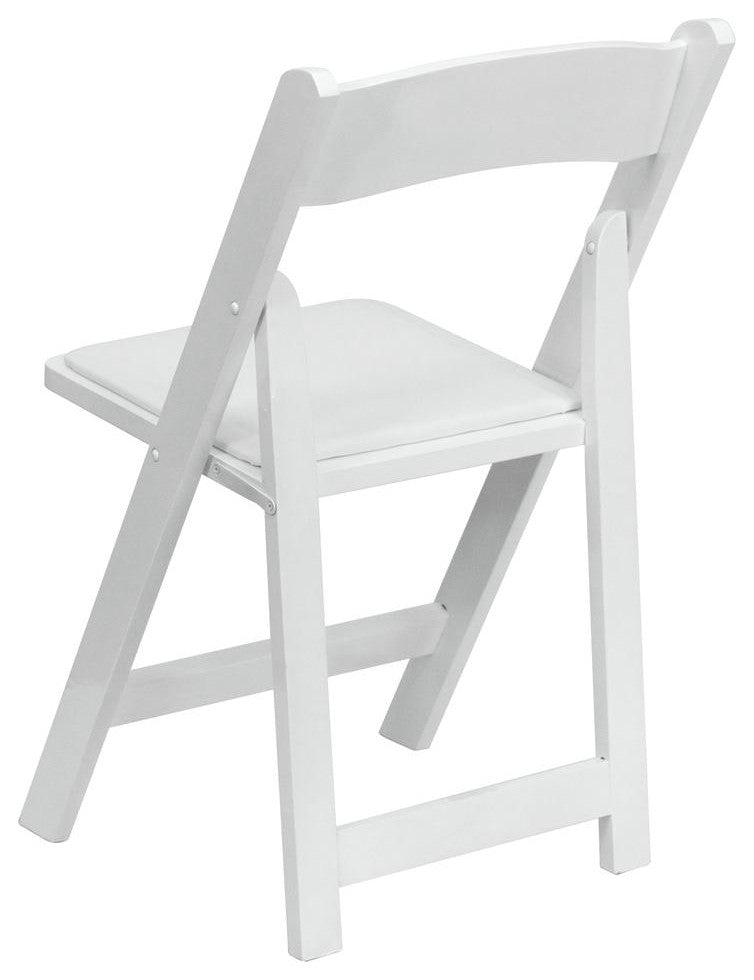 2 Pack White Wood Folding Chair with Vinyl Padded Seat