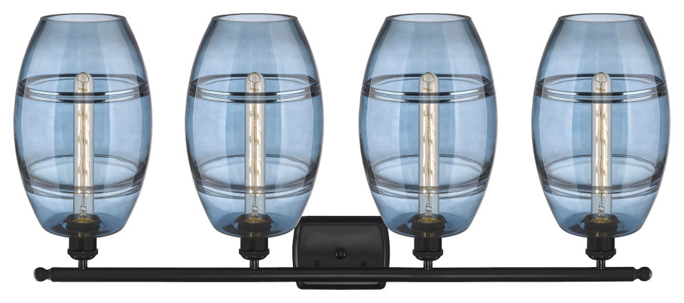 Ballston-Vaz 4-Light 38" Bath Vanity Light, Matte Black, Princess Blue