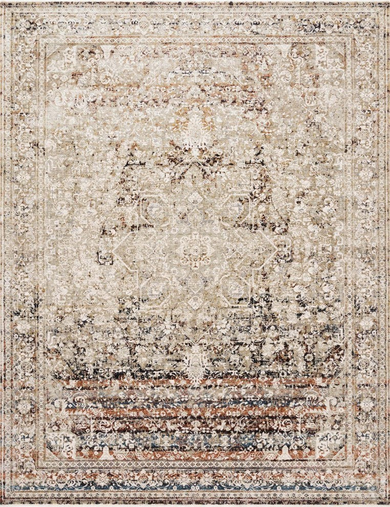 Theia THE-05 Area Rug by Loloi, Taupe/Brick, 11'6"x16'