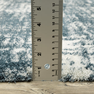 Greer Modern Distressed Etchings Dark Teal/ Ivory Area Rug, 2' x 3'