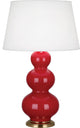Triple Gourd Table Lamp, Ruby Red