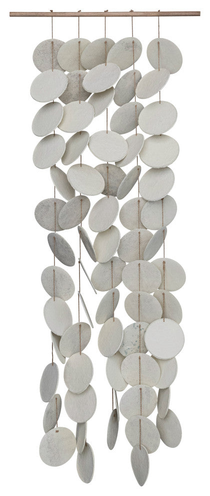 56 Inches Handmade Paper Mache Wall Hanging, Cream