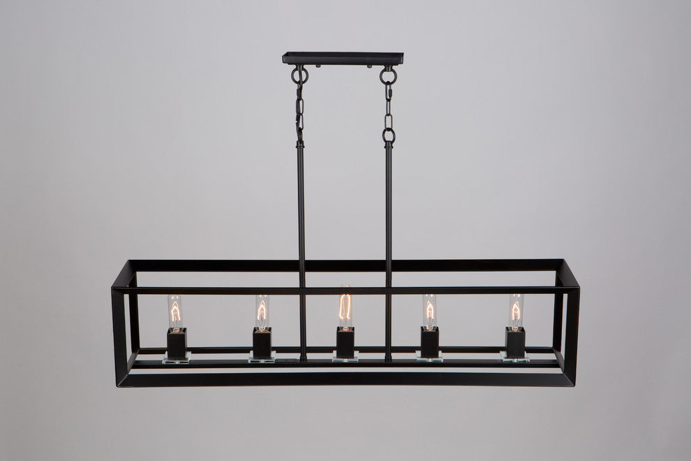 Artcraft AC10065 Five Light Isl Pendant Vineyard Matte Black