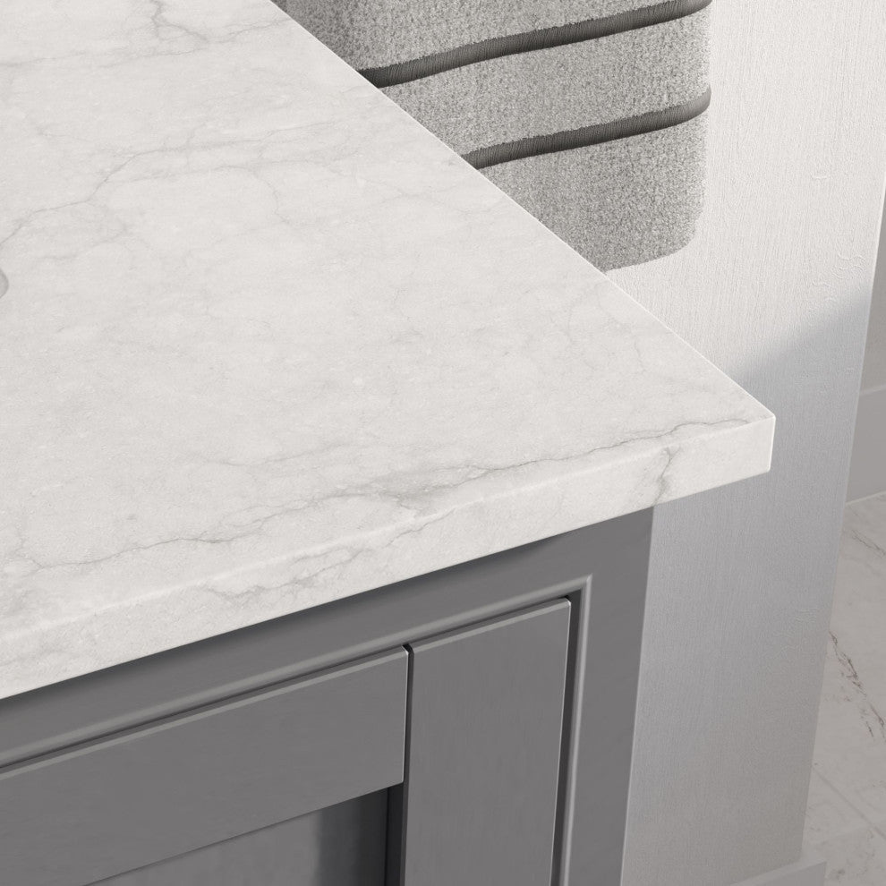 Cascade Bath Vanity, Sapphire Gray, 60", Brushed Nickel Hardware, Double, Freestanding