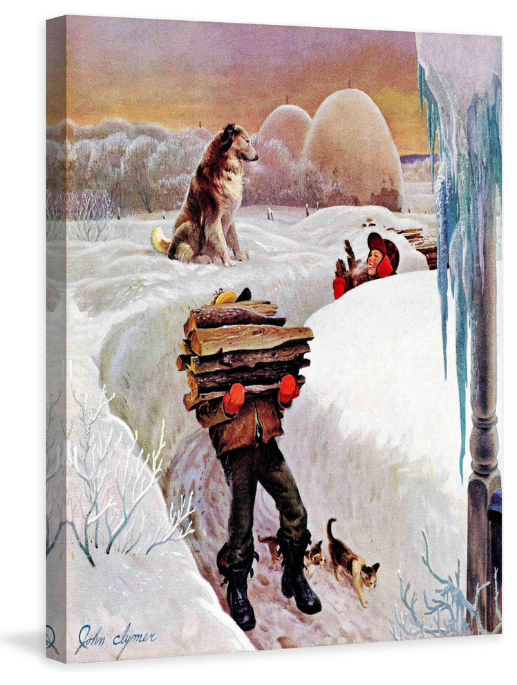 "Gathering Wood" Painting Print on Canvas by John Clymer