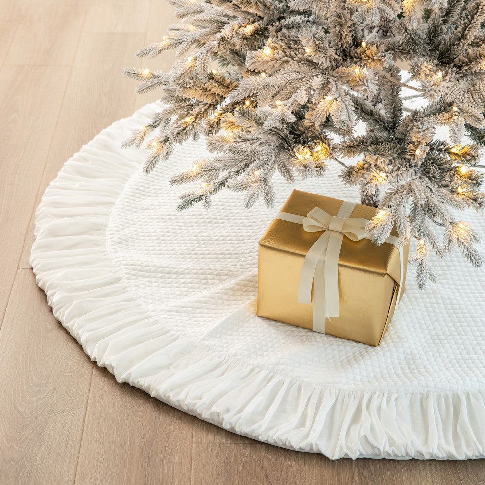 72"D Velvet Ruffled Christmas Tree Skirt