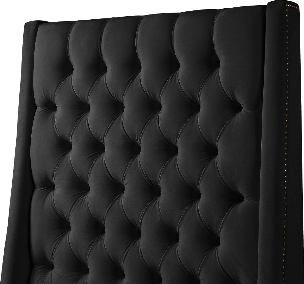 Fritz Velvet Upholstered Bed, Black, King