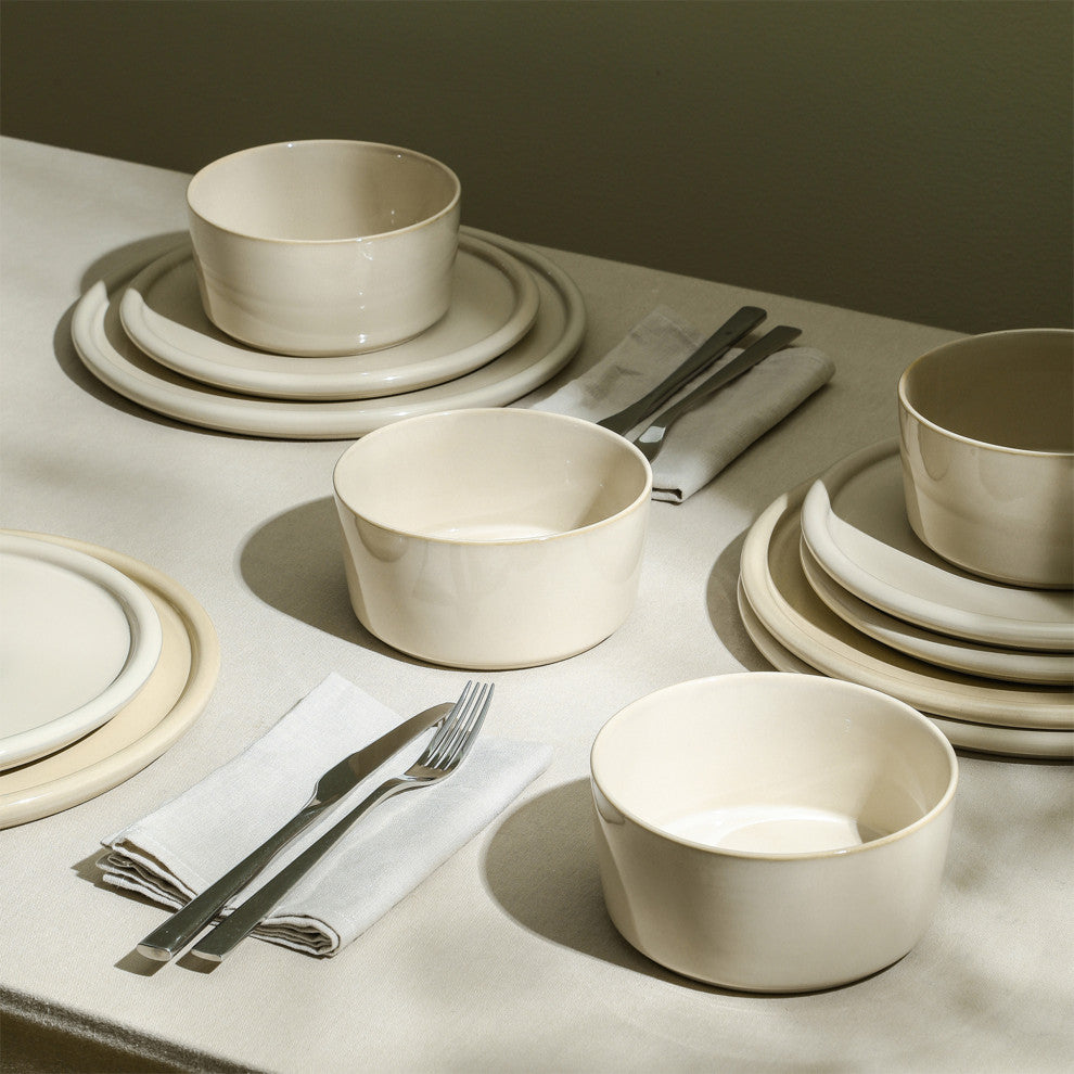 Stone Lain Eden Stoneware 12-Piece Dinnerware Set, Beige
