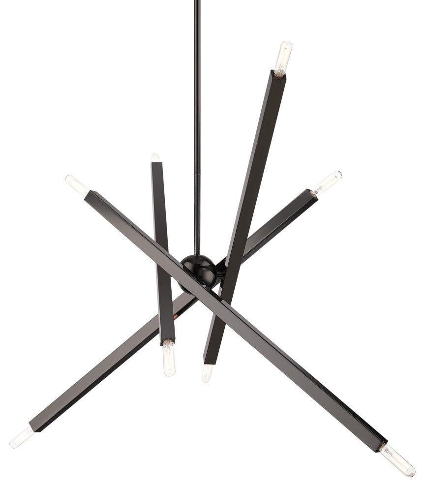 Livex Lighting Monaco 8-Light Black Chrome Large Linear Chandelier