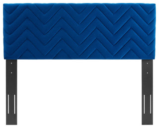 Mercy Chevron Tufted Performance Velvet Twin Headboard, Navy