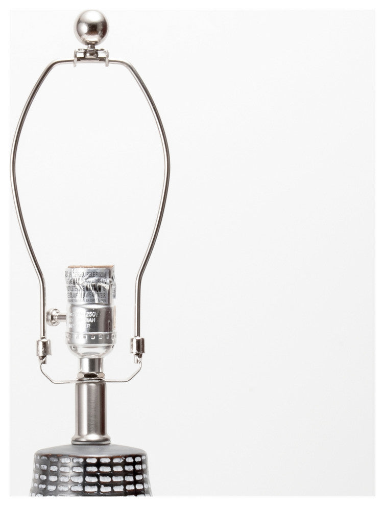 Nuloom Ceramic Linen Shade Black and White Finish On-Off Switch Table Lamp, 26"