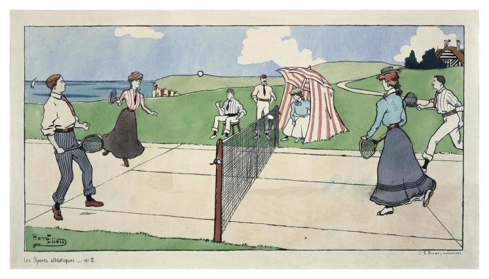 "Les Sports athletiques / Tennis" Digital Paper Print by Harry Eliott, 42"x24"