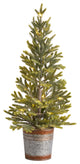 26" Pine Natural Look" Christmas Tree With 35 White Lights, Rustic Metal Planter