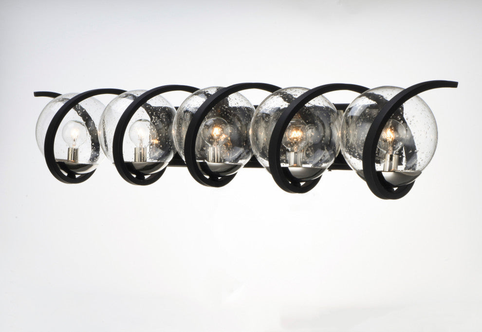 Maxim 35107 Curlicue 5 Light 49-1/4"W Bathroom Vanity Light - Black / Polished