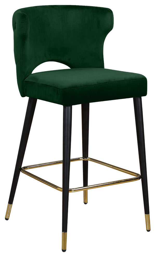 Kelly Velvet Stool (Set of 2), Green