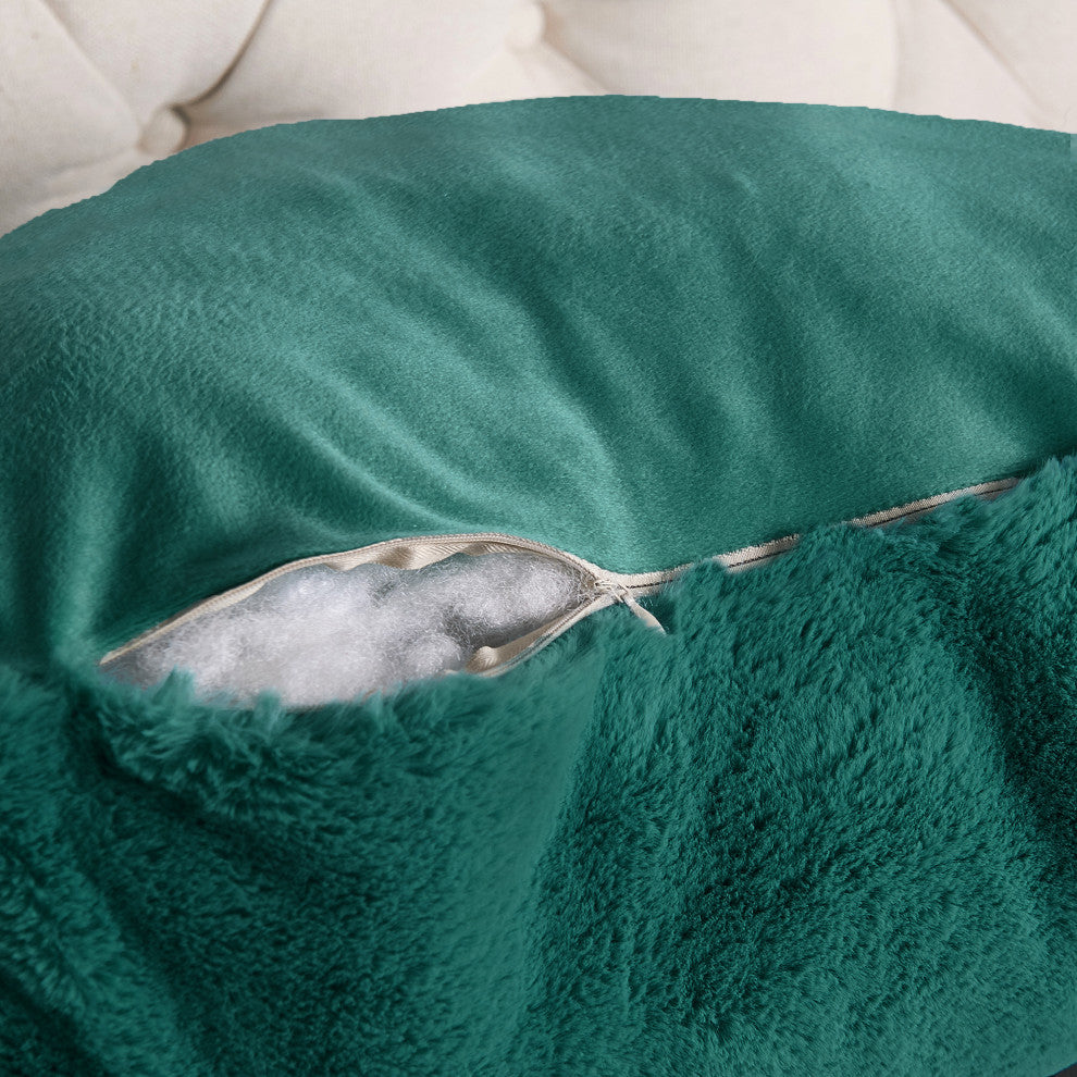 Fox Faux Fur Bedrest, Needs Assembly, Teal Green, 20"x18"x17"