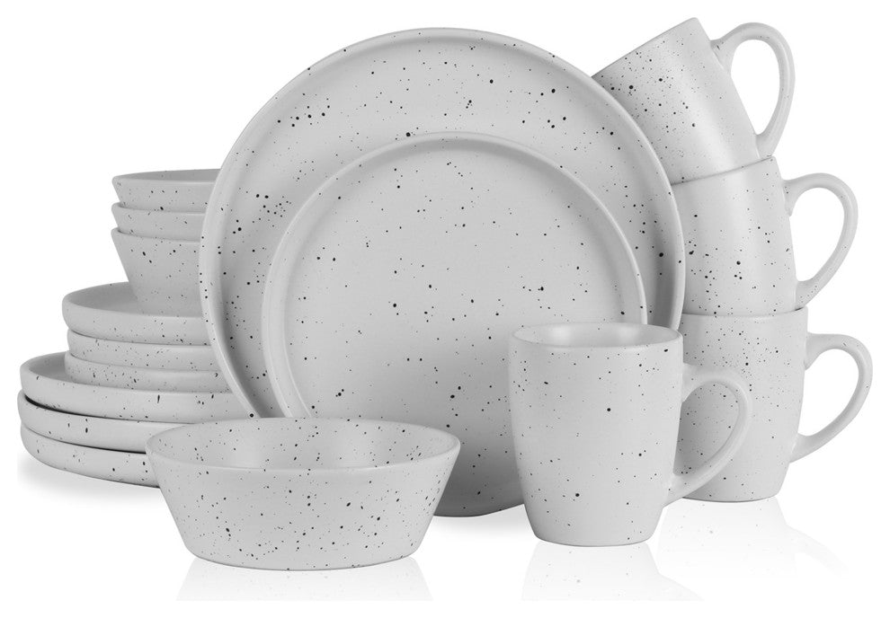 Stone Lain Jade Stoneware 16 Piece Dinnerware Set, White