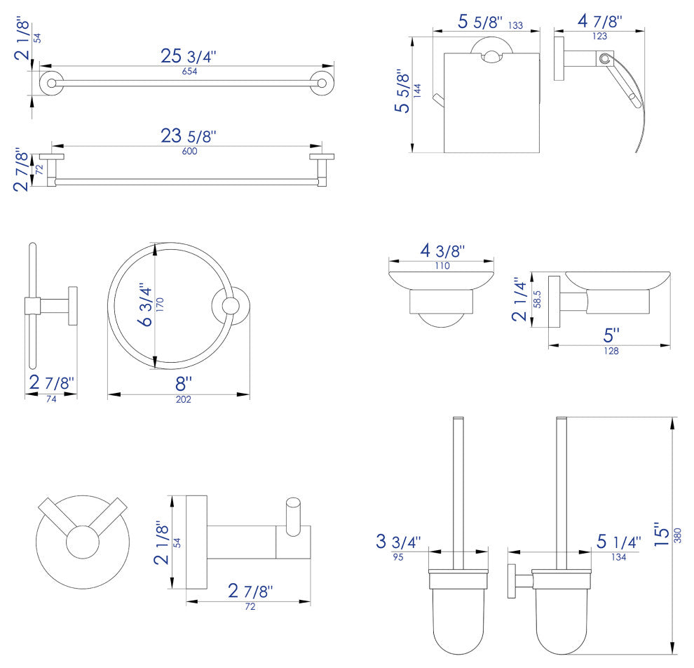 Black Matte 6 Piece Bath Accessory Set