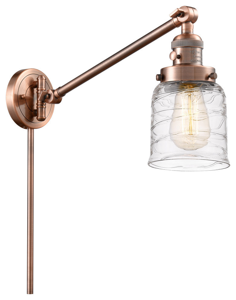 Bell Swing Arm With Switch, Antique Copper, Deco Swirl, Deco Swirl